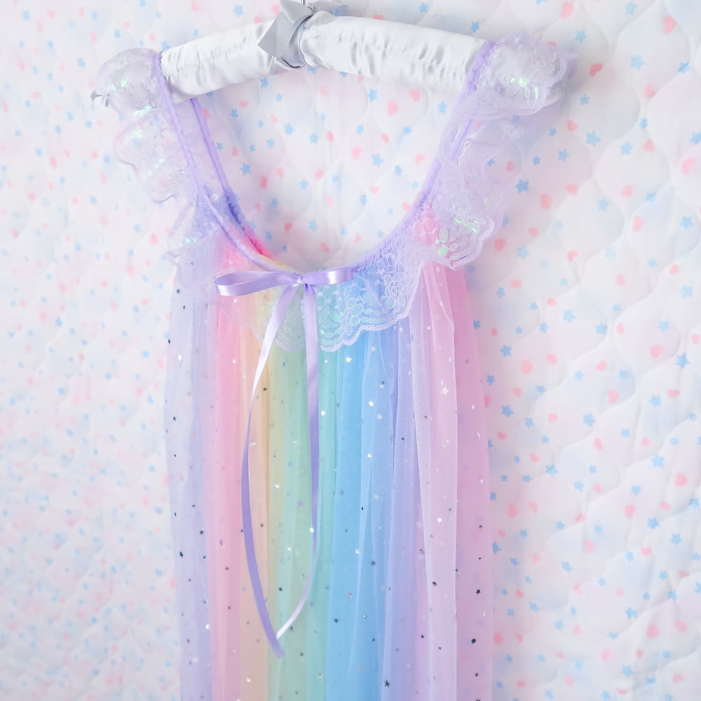 Iridescent Peignoir (Long): Rainbow x Lavender