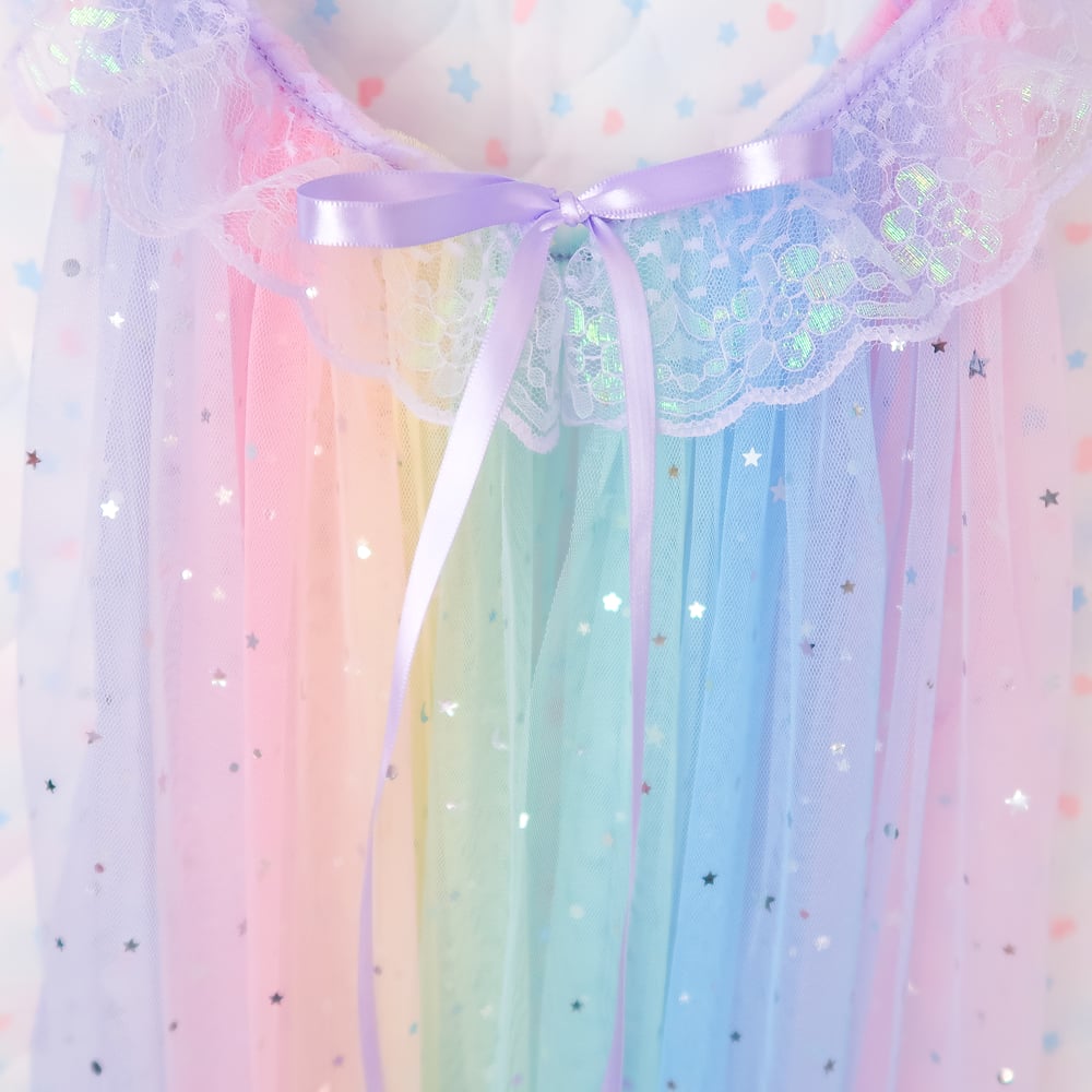 Iridescent Peignoir (Long): Rainbow x Lavender