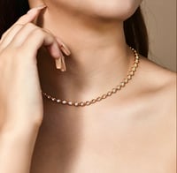 Image 3 of Round Moissanite Tennis Necklace Gold 