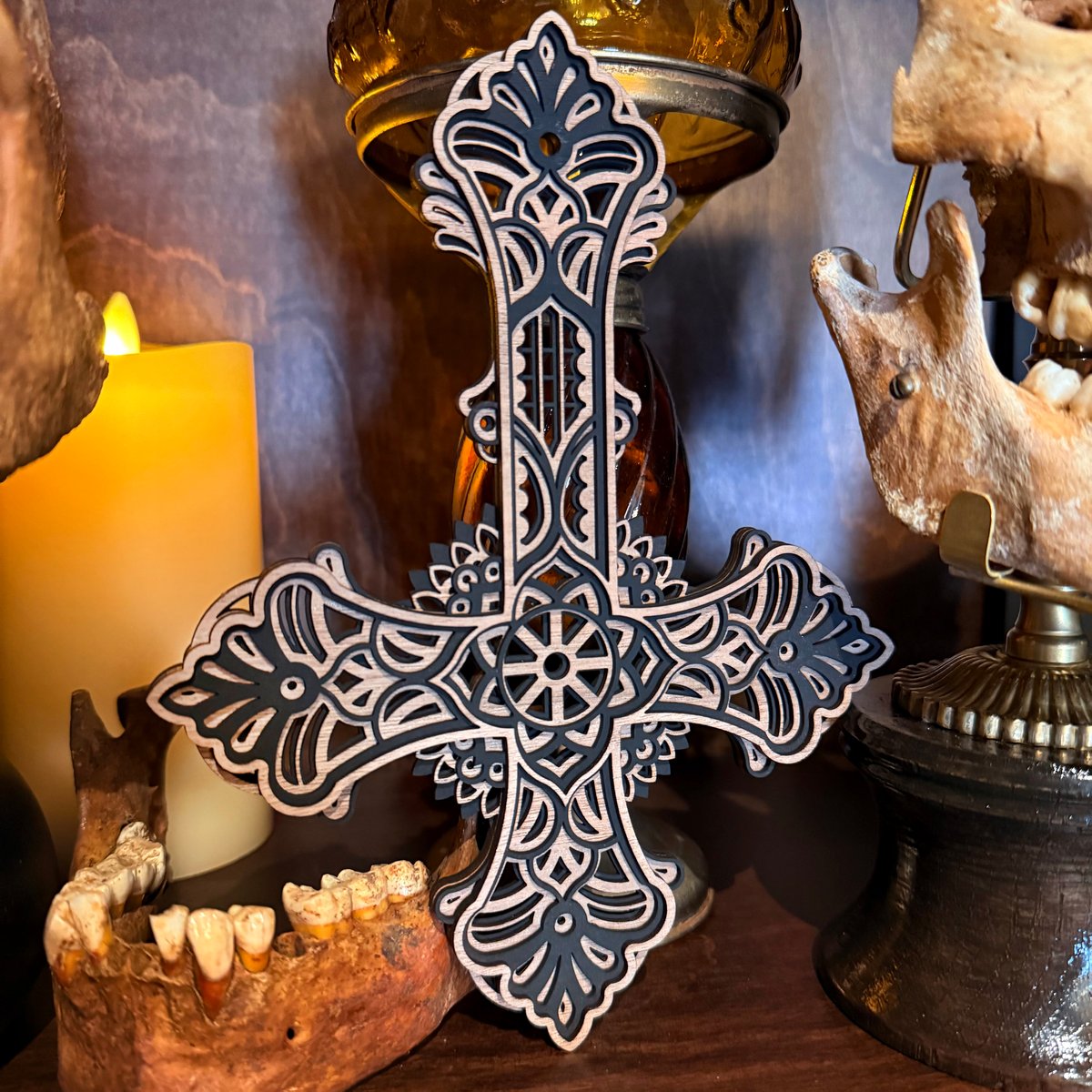 Layered Wooden Inverted Cross