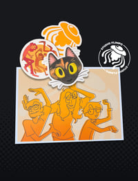 Image 1 of Flimpo merch bundle! 3 stickers + 1 mini-poster (6" x 9")