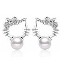 Hello Kitty Cristal luxury pearl earrings  
