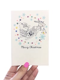 Image 1 of Santa Sleigh Beaded Christmas Card