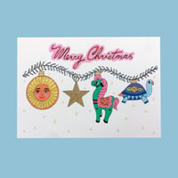 Image 1 of Turtle Tinsel Christmas Card 