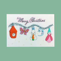 Image 1 of Rabbit Tinsel Christmas Card 