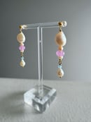 Image 3 of Pearl and Gem Column Drop Earrings