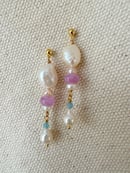 Image 1 of Pearl and Gem Column Drop Earrings