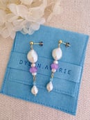 Image 2 of Pearl and Gem Column Drop Earrings