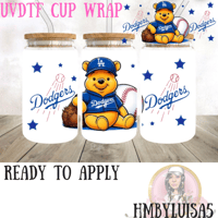 Image 1 of Winnie Pooh x Dodgers UVDTF cup wrap 