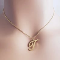 Image 2 of Initial T Gold Necklace 