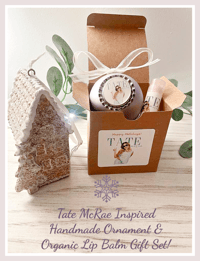 Image 1 of Tate McRae Inspired Handmade Ornament & Organic Lip Balm Holiday Gift Set