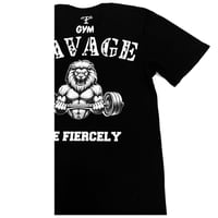 Image 3 of Black and white gym savage cotton T-shirt