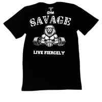 Image 1 of Black and white gym savage cotton T-shirt
