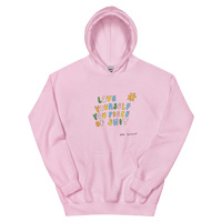 Image 1 of love yourself you piece of shit Unisex Hoodie Pink /Ash