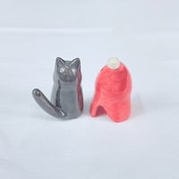 Image 5 of Santa coat tuxedo cat ceramic figurine