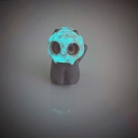 Image 6 of Glow in Dark Gray cat with skull mask ceramic figurine 