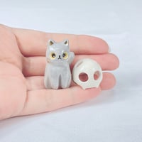 Image 5 of Glow in Dark Gray cat with skull mask ceramic figurine 