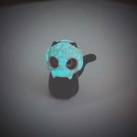 Image 6 of Glow in dark black kitty with skull mask ceramic figurine