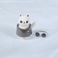 Image 3 of White Cat With Gojo Outfit Ceramic Figurine 