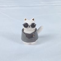 Image 4 of White Cat With Gojo Outfit Ceramic Figurine 