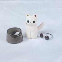 Image 5 of White Cat With Gojo Outfit Ceramic Figurine 