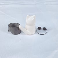 Image 7 of White Cat With Gojo Outfit Ceramic Figurine 