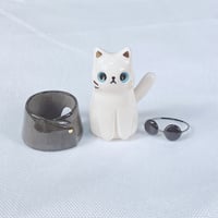 Image 5 of White kitty cat with Gojo outfit ceramic figurine