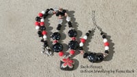 Red Flower at Night, Necklace & Bracelet Set.