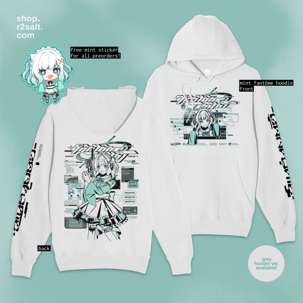 Image of [PREORDER] Mint Fantôme Hoodie (Available in white or grey)