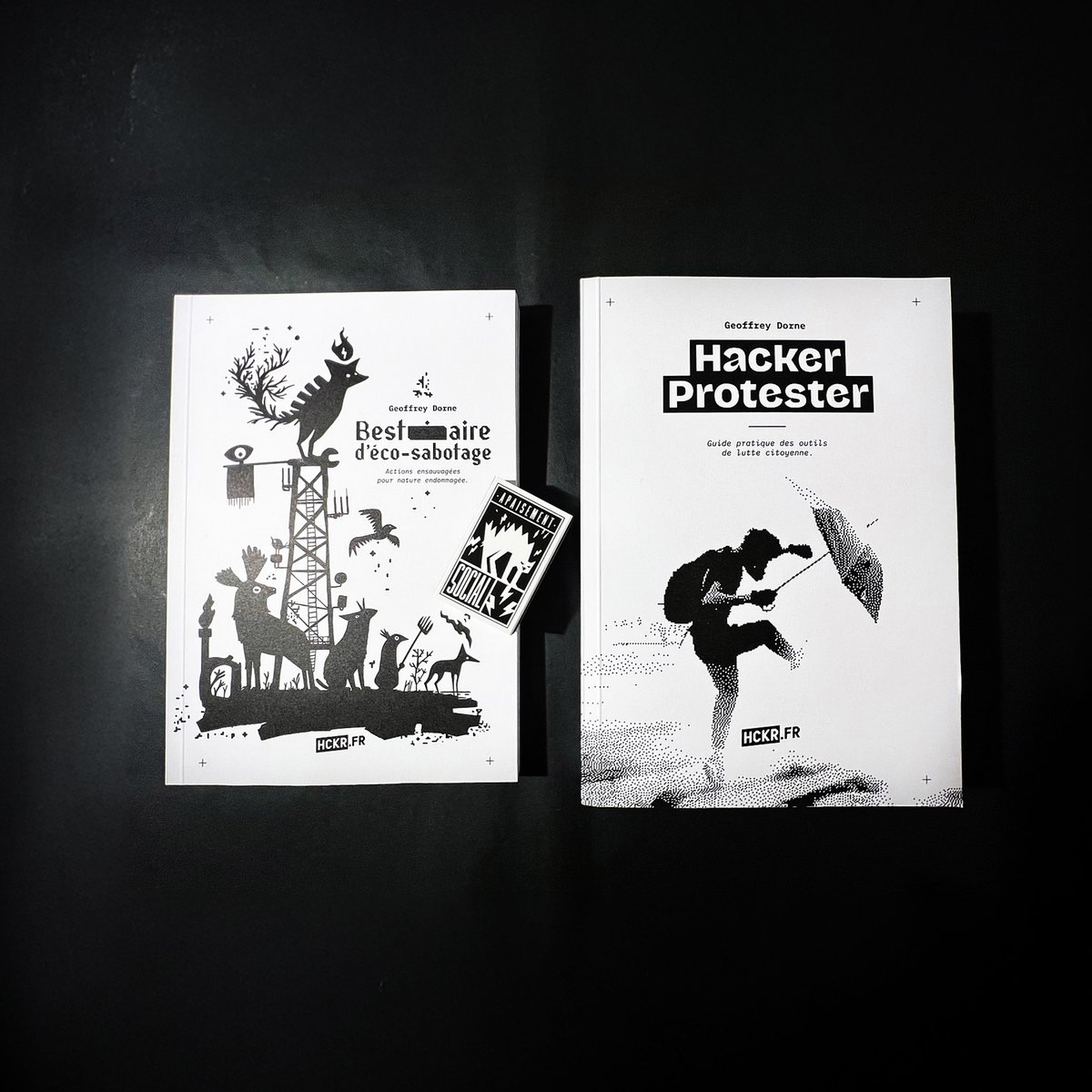 Image of 💸🎄 Pack Cadeau : Hacker Protester + Bestiaire d'éco-sabotage + allumettes