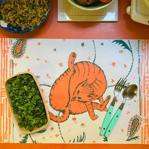 Cat Licking Butt - Paper Placemats