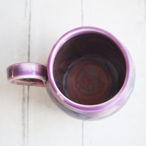 Image of Pink and Purple Pottery Mug in Muted Glazes, 16 oz. Coffee Cup, Made in USA