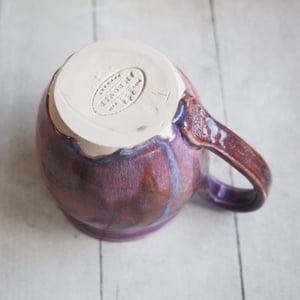 Image of Pink and Purple Pottery Mug in Muted Glazes, 16 oz. Coffee Cup, Made in USA