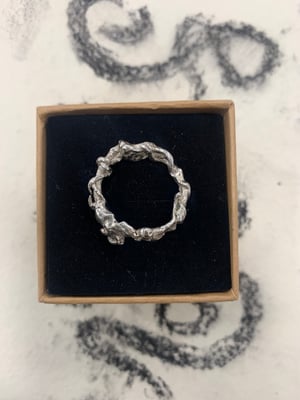 Image of "Sculpted by Gravity" molten silver ring 