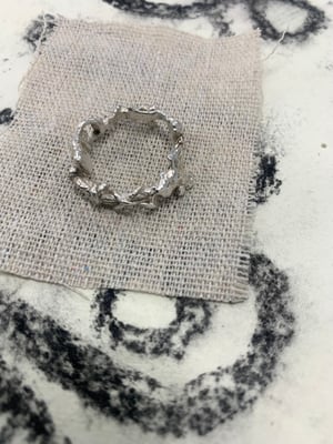 Image of "Sculpted by Gravity" molten silver ring 