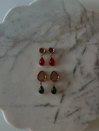 Image 1 of Waterdrop Angel Tears (Rose Gold) (Green or Red)