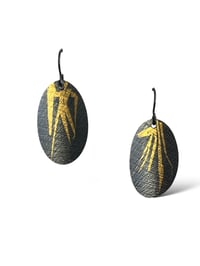 Image 2 of Leaf Earrings in oxid. SS & Gold