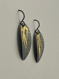 Image 3 of Leaf Earrings in oxid. SS & Gold