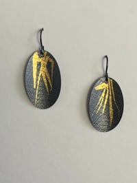 Image 4 of Leaf Earrings in oxid. SS & Gold