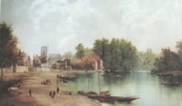 Image 4 of Twickenham by William Howard (b 1800) Vintage Art Print of River Thames Landscape in Wooden Frame 