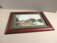 Image 2 of Twickenham by William Howard (b 1800) Vintage Art Print of River Thames Landscape in Wooden Frame 