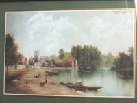 Image 5 of Twickenham by William Howard (b 1800) Vintage Art Print of River Thames Landscape in Wooden Frame 