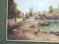 Image 3 of Twickenham by William Howard (b 1800) Vintage Art Print of River Thames Landscape in Wooden Frame 