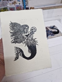 Image 1 of 'Siren' original linocut print on handmade paper [10]