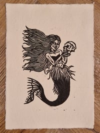 Image 2 of 'Siren' original linocut print on handmade paper [10]