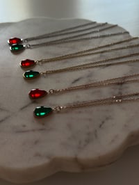 Image 3 of Waterdrop Angel Tear Necklace (Choose Metal) (Red or Green)