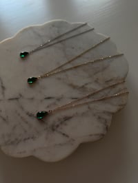 Image 4 of Waterdrop Angel Tear Necklace (Choose Metal) (Red or Green)