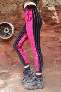 Image 5 of BIKOLOR LEGGINGS | BORDEAUX + STRIPPED BLACK VELVET VERSION