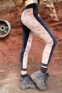 Image 4 of BIKOLOR LEGGINGS | COPPER CORDUROY + BLACK VELVET VERSION