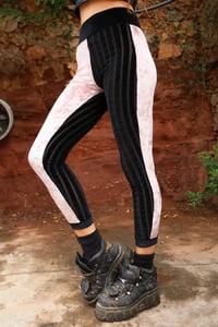 Image 2 of BIKOLOR LEGGINGS | DUSTY PINK + STRIPPED BLACK VELVET VERSION